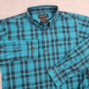 Ariat Pro Series Shirt Boys Large Blue Plaid Western Rodeo‎ Cowboy Outdoors